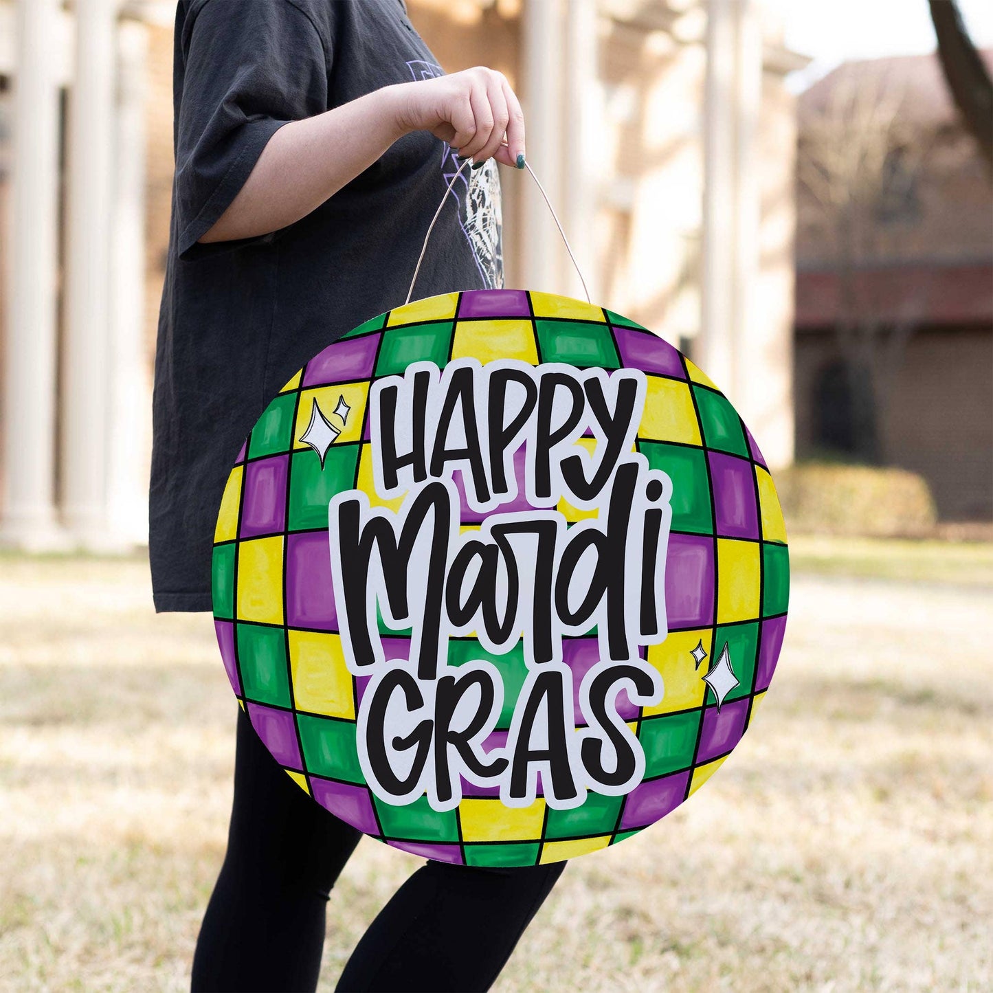 Mardi Gras Disco Ball Door Hanger