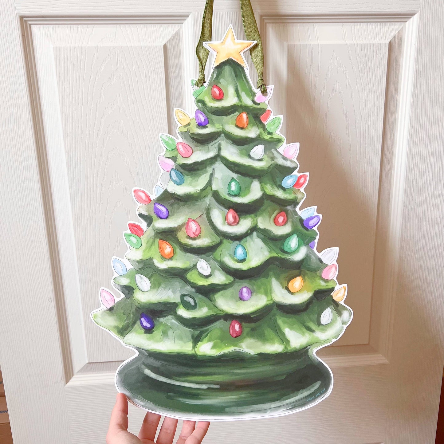 Vintage Christmas Tree Door Hanger