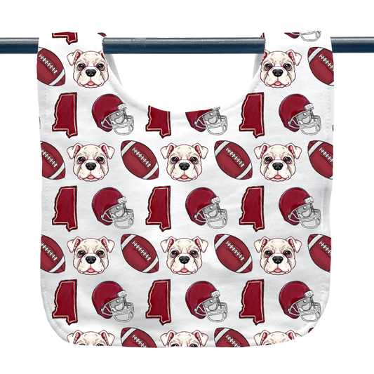 Maroon Bulldog Football Baby Bib