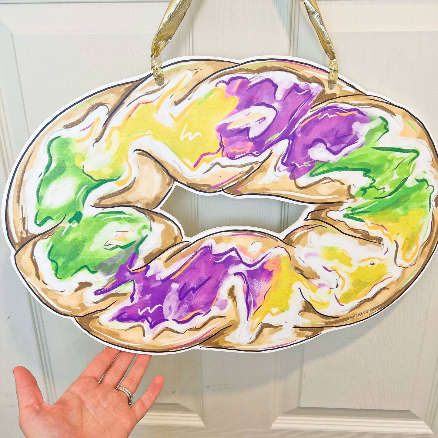 King Cake Mardi Gras Door Hanger