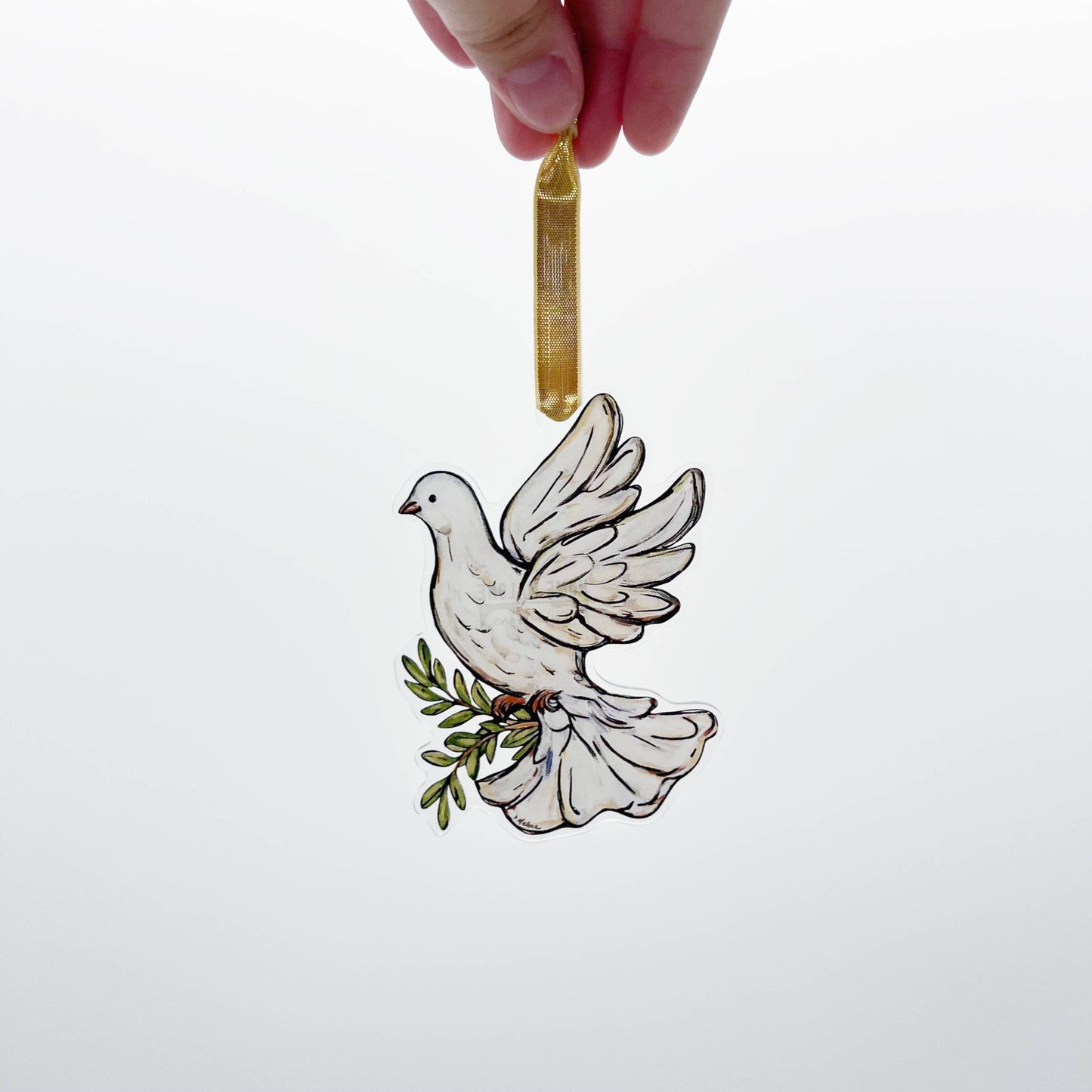 Acrylic White Christmas Dove Ornament