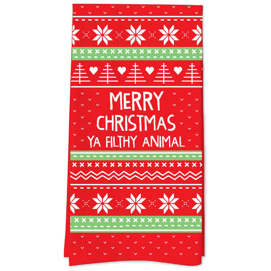 Merry Christmas Ya Filthy Animal Tea Towel