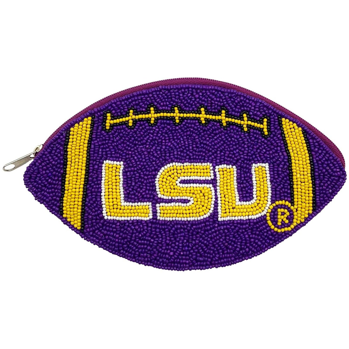 LSU FOOTBALL BEADED POUCH