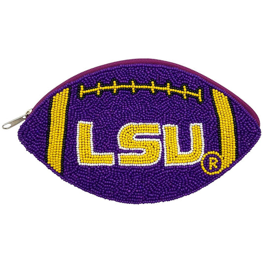 LSU FOOTBALL BEADED POUCH