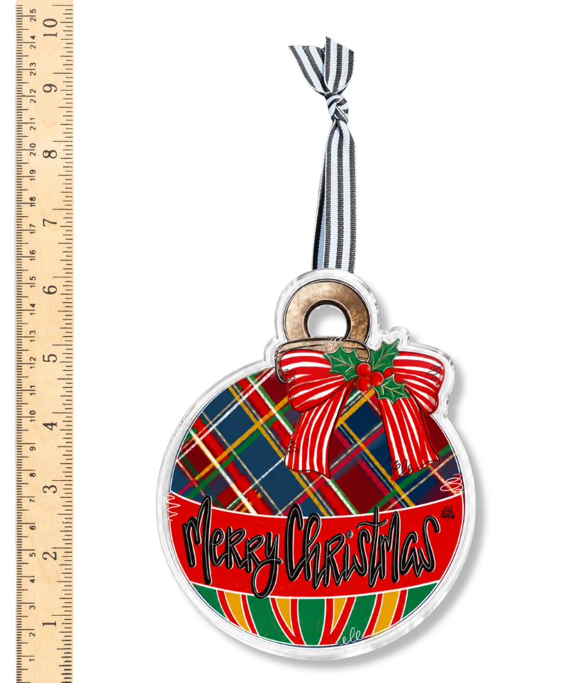 Plaid Bulb Acrylic Ornament