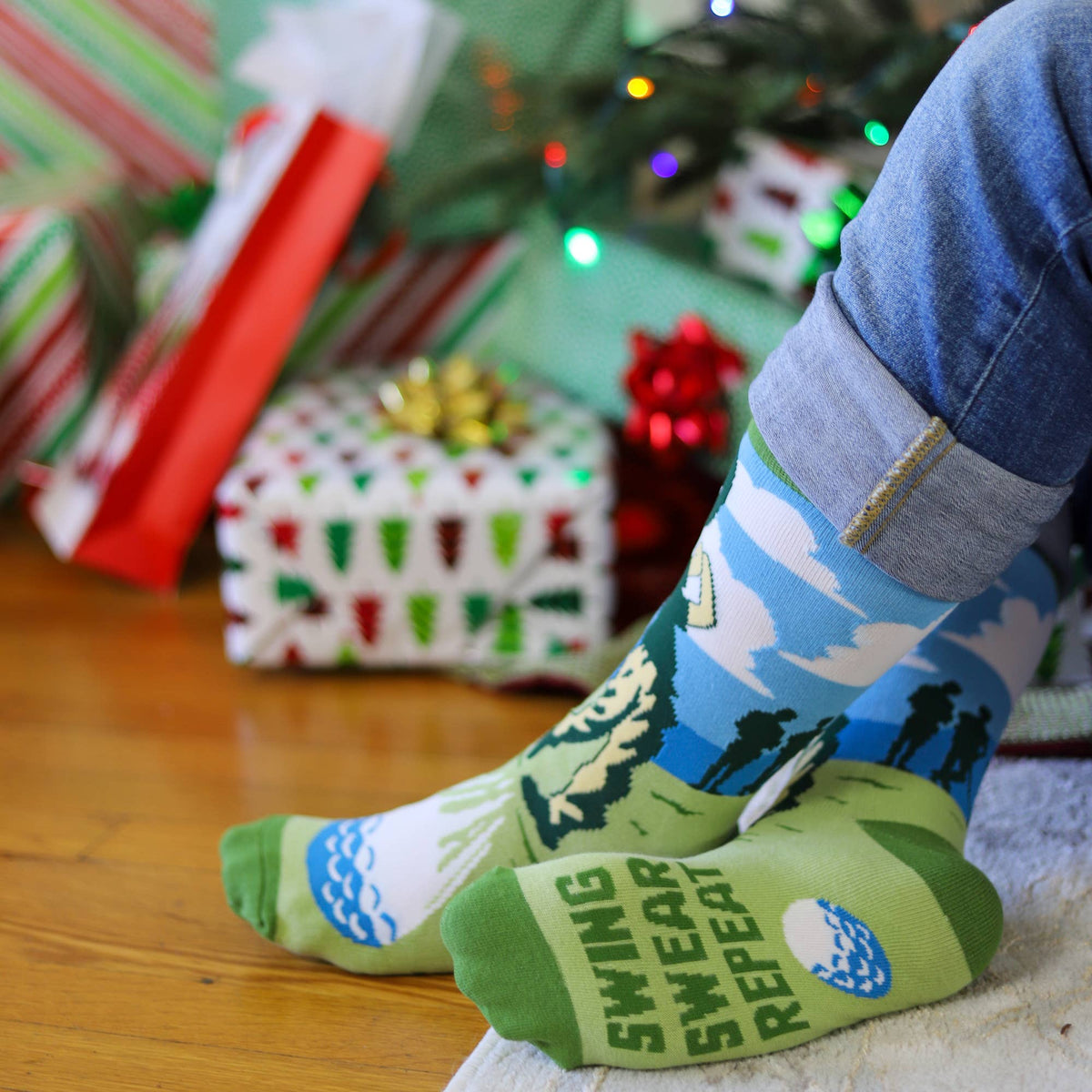 Swing Swear Repeat Funny Golf Socks for Men