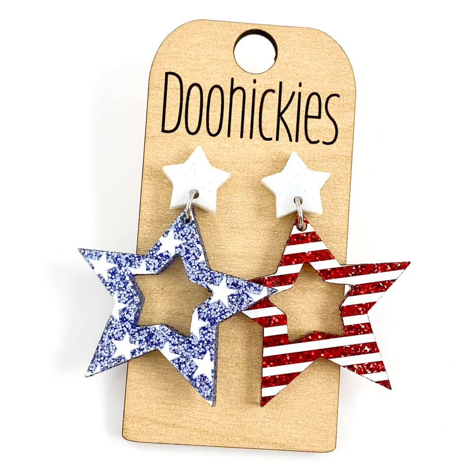Glitter Star & Stripes Star Earrings