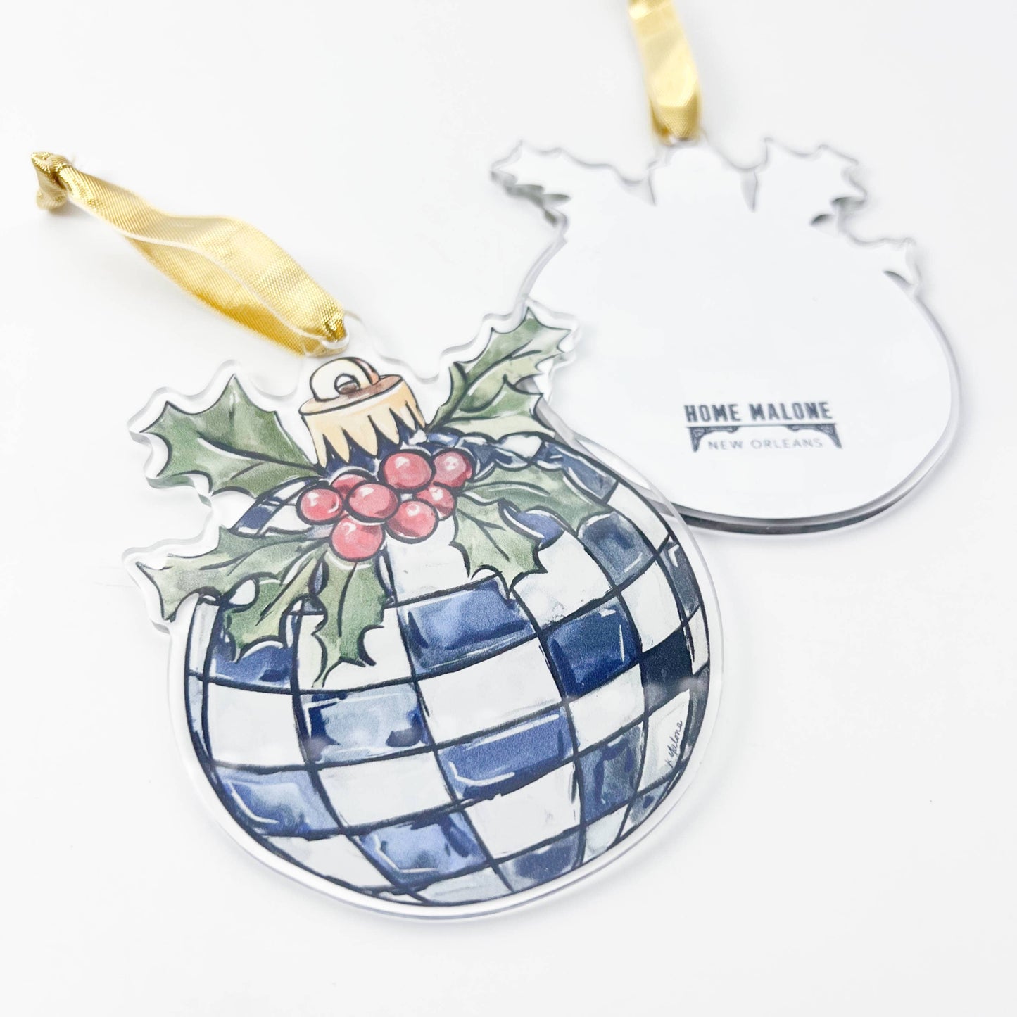Acrylic Black & White Checkered Ornament