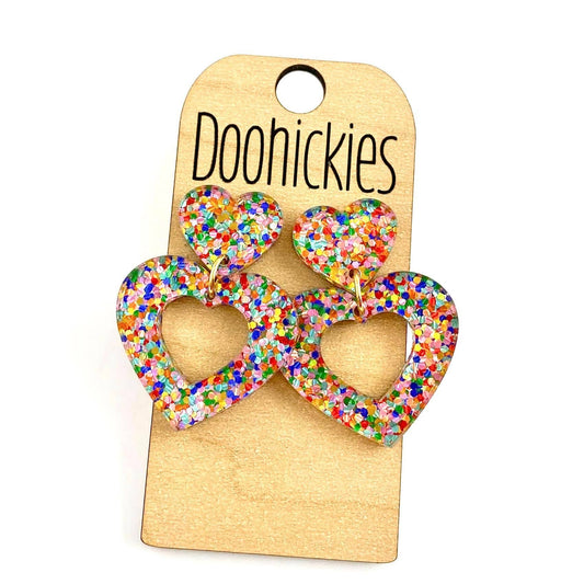 Confetti Heart Acrylic Earrings