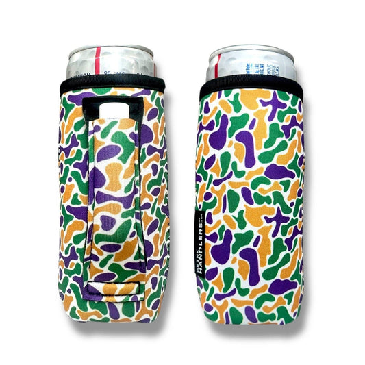 Mardi Gras Camo 12-16oz Slim Can Handler™
