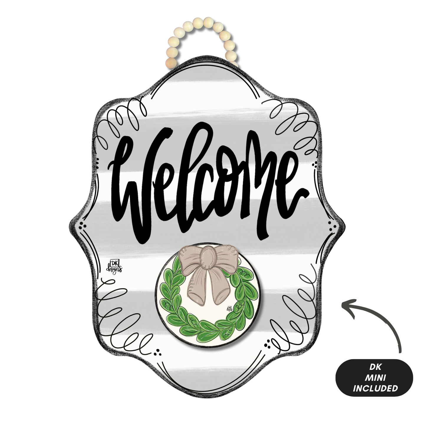 Stripe "Welcome" Hanger + Mini