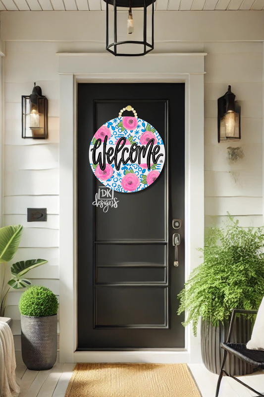 Welcome Chinoiserie Door Hanger