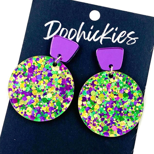 Mardi Gras Glitter Acrylic Earrings
