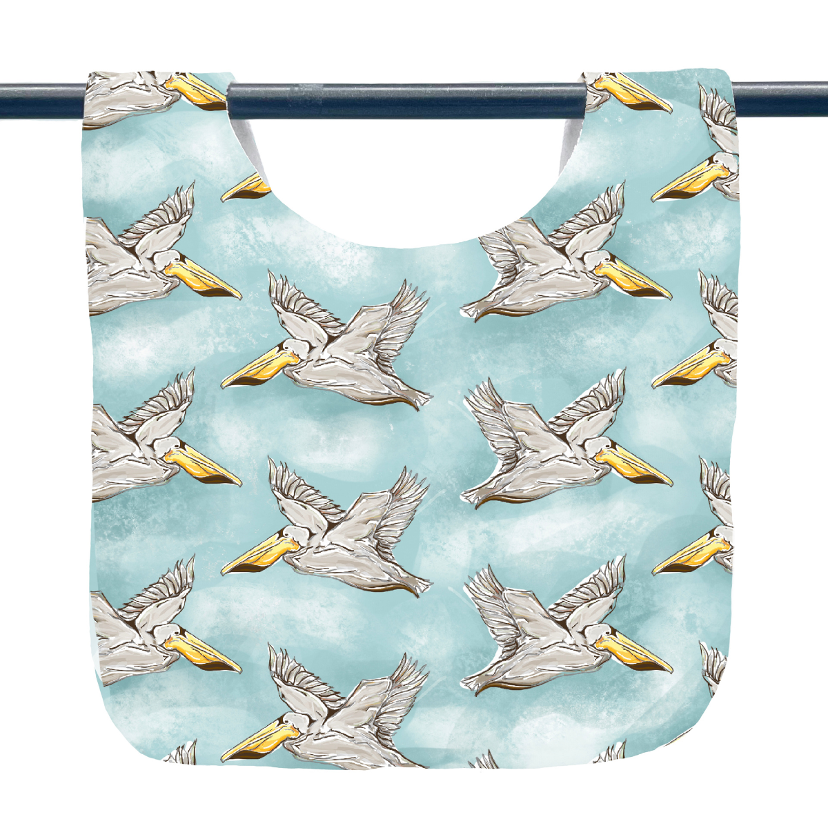 Pelicans on Blue Bib