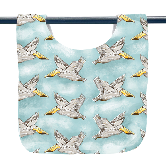 Pelicans on Blue Bib