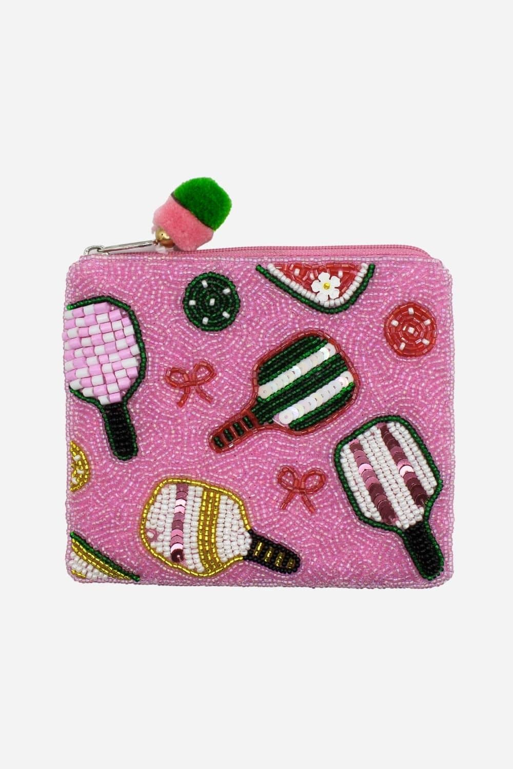 Puffy Pickleball Beaded Coin Pouch