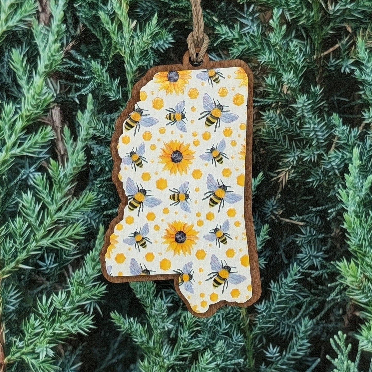 Mississippi Bees & Sunflowers Ornament