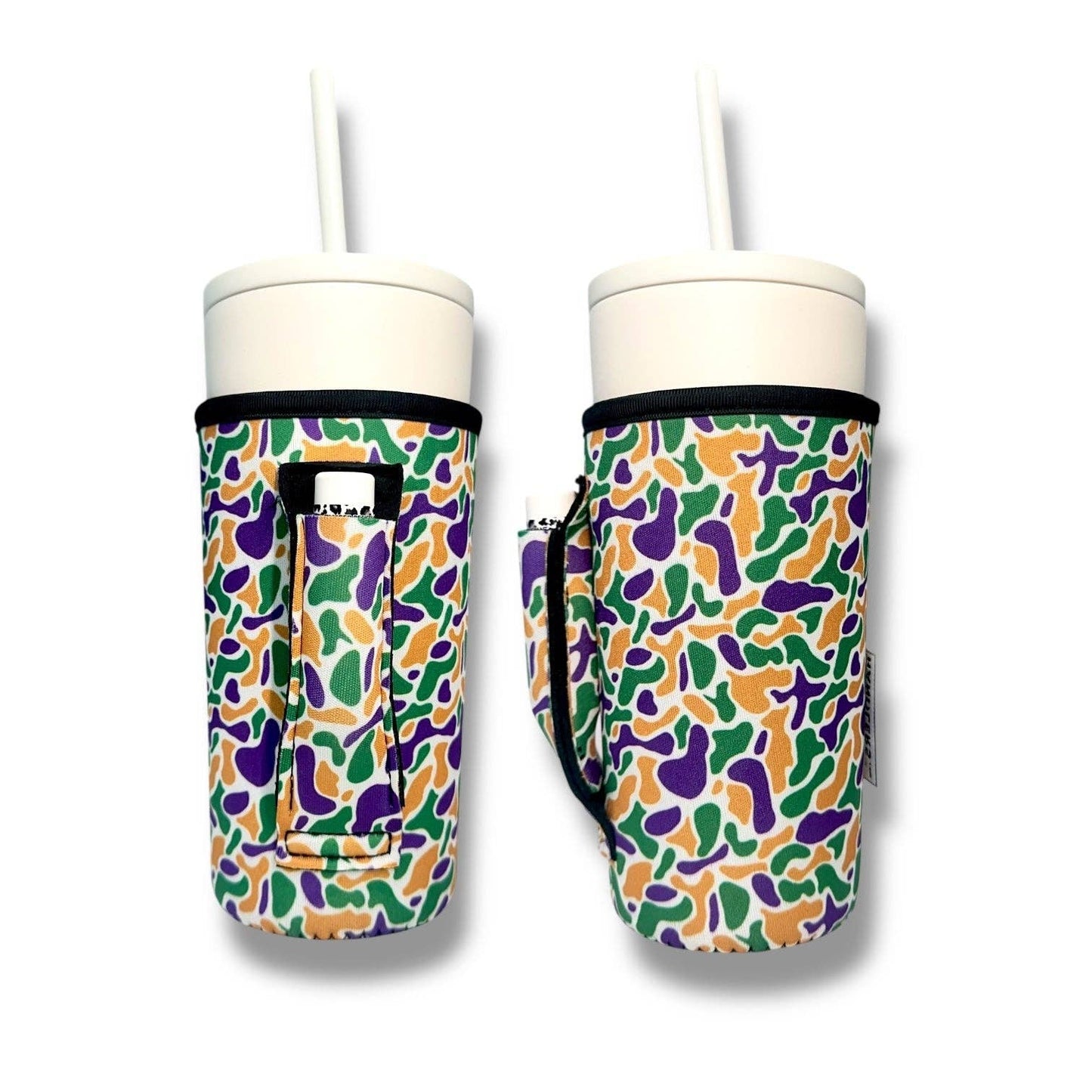 Mardi Gras Camo 20oz Large Coffee / Tea / Tumbler Handler™