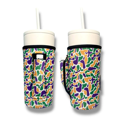 Mardi Gras Camo 20oz Large Coffee / Tea / Tumbler Handler™